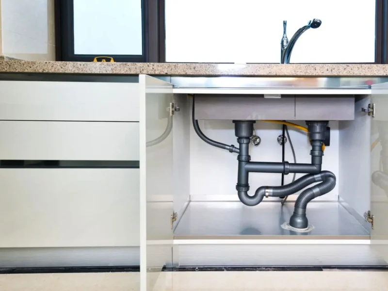 showing-pipeslines-under-kitchen-sink